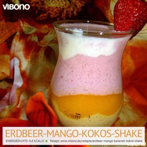 Erdbeer-Mango-Bananen-Kokos-Joghurt Shake