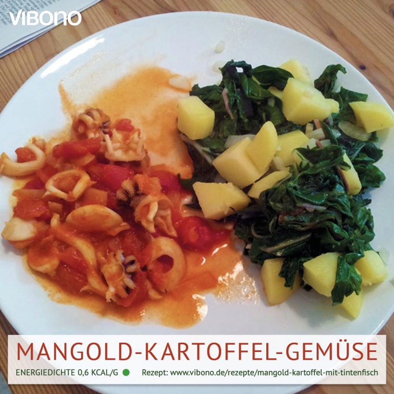 Mangold-Kartoffel-Gemüse mit Tintenfisch in Tomatensud