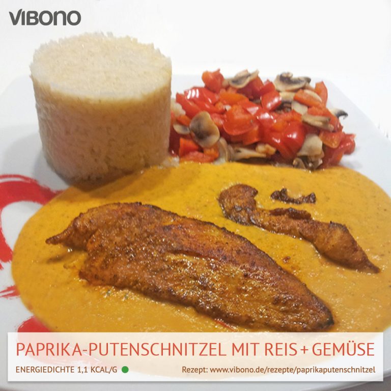 Paprika-Putenschnitzel mit Reis und Gemüse