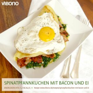Spinatpfannkuchen mit Bacon und Ei