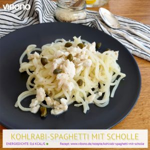 Kohlrabi-Spaghetti mit Scholle