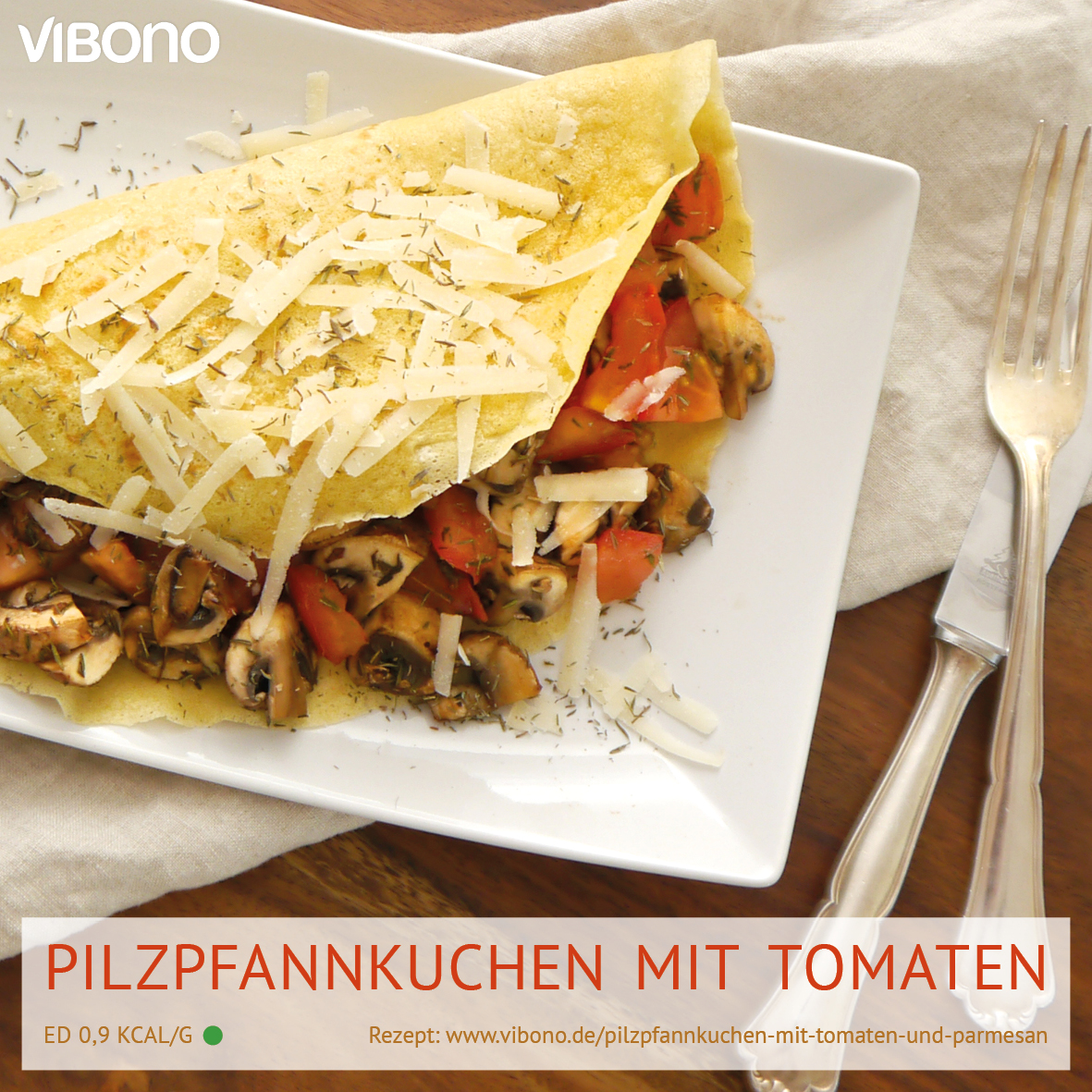 Pilzpfannkuchen mit Tomaten und Parmesan | Vibono