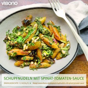 Schupfnudeln mit Spinat-Tomaten-Sauce
