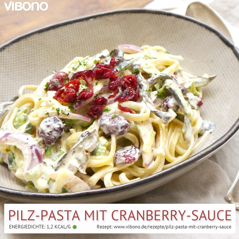 Pilz-Pasta mit Cranberry-Sauce